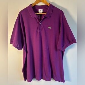 Lacoste Polo Shirt Mens Size 9 Short Sleeve Purple Classic Crocodile Logo Peru